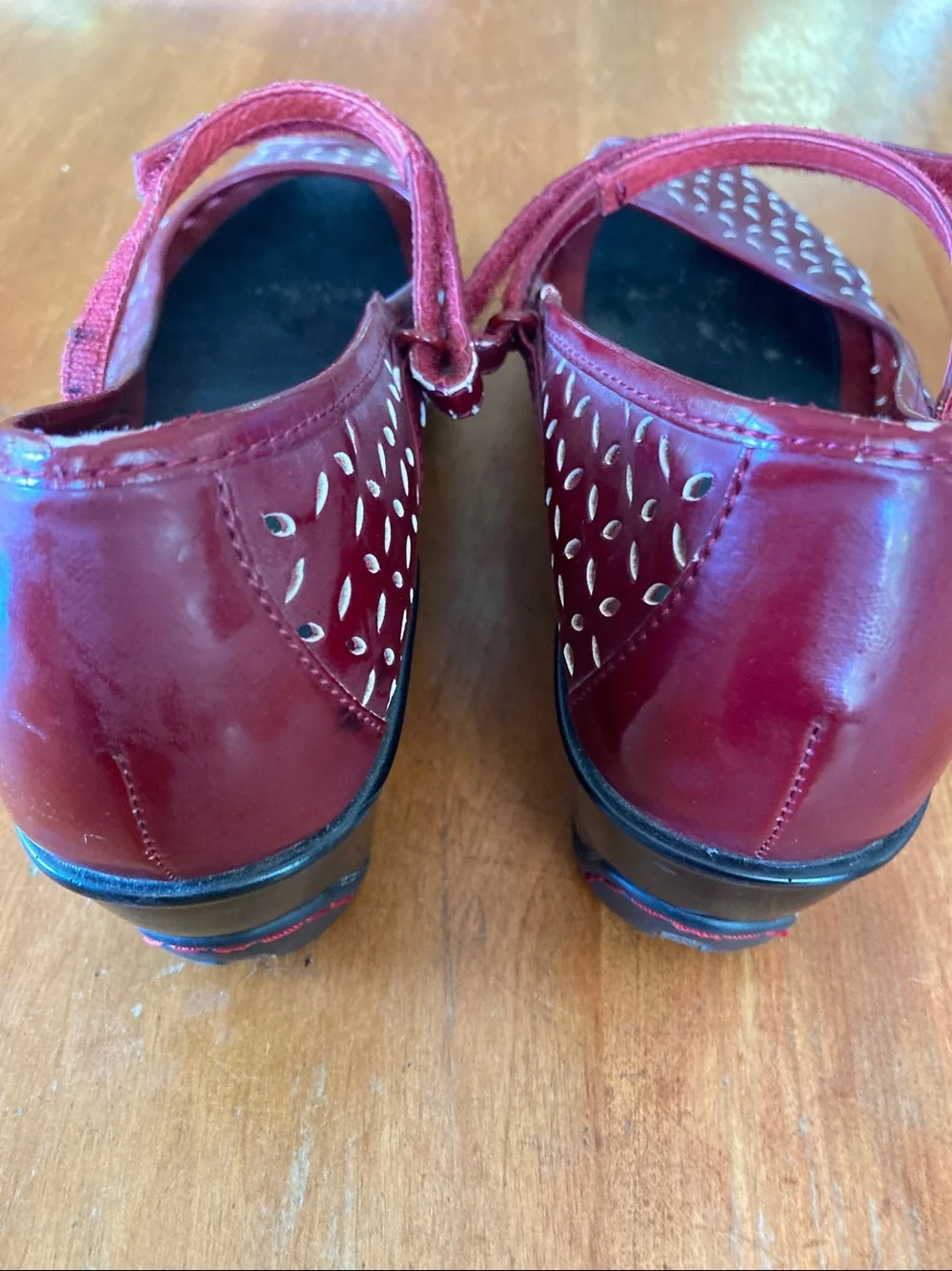 Women’s Jambu Red Mary Jane Peep-Toe Wedges